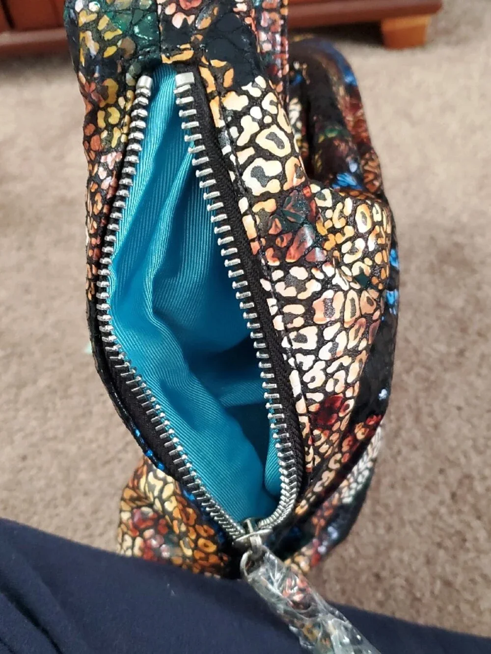 BRAND NEW!!  HOBO Brand Black Multicolor Floral-Leopard Print Hobo Bag